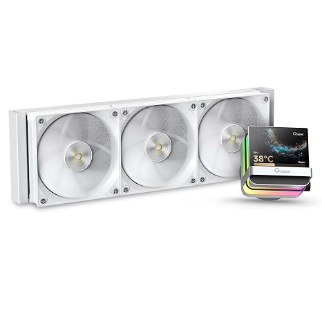Ocypus Sigma PRO L36 WH 360MM AIO Liquid CPU Cooler with 3.5" LCD Display | 640*480px,Floating ARGB Lighting,Magnetic Mounting Pump 310W TDP,FDB Silent PWM PC Fan,All-Metal Tool Cooling for Intel & AMD