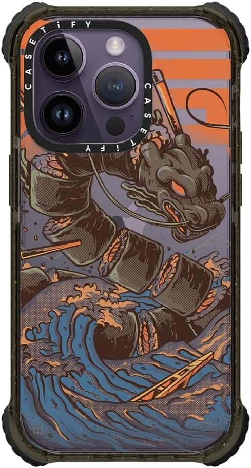 CASETiFY for iPhone 14 Pro Case - Ultra Impact | Enhanced Corners | 11.5 ft. 5X Militray Grade Drop Protection | Great Sushi Dragon | Black