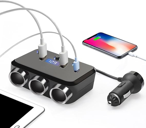 Car Splinter Adapter Splitter | Splinter Ladger Adapter for Cars 12V-24V, Caravan, Truck, Bus Converter 3 3100 MA with Separate Control for Navigator