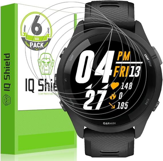 IQShield 6 Pack Screen Protector for Garmin Forerunner 265 (46mm), Easy Install, Ultra Thin, Anti-Scratch, Anti-Bubble, Clear TPU Film