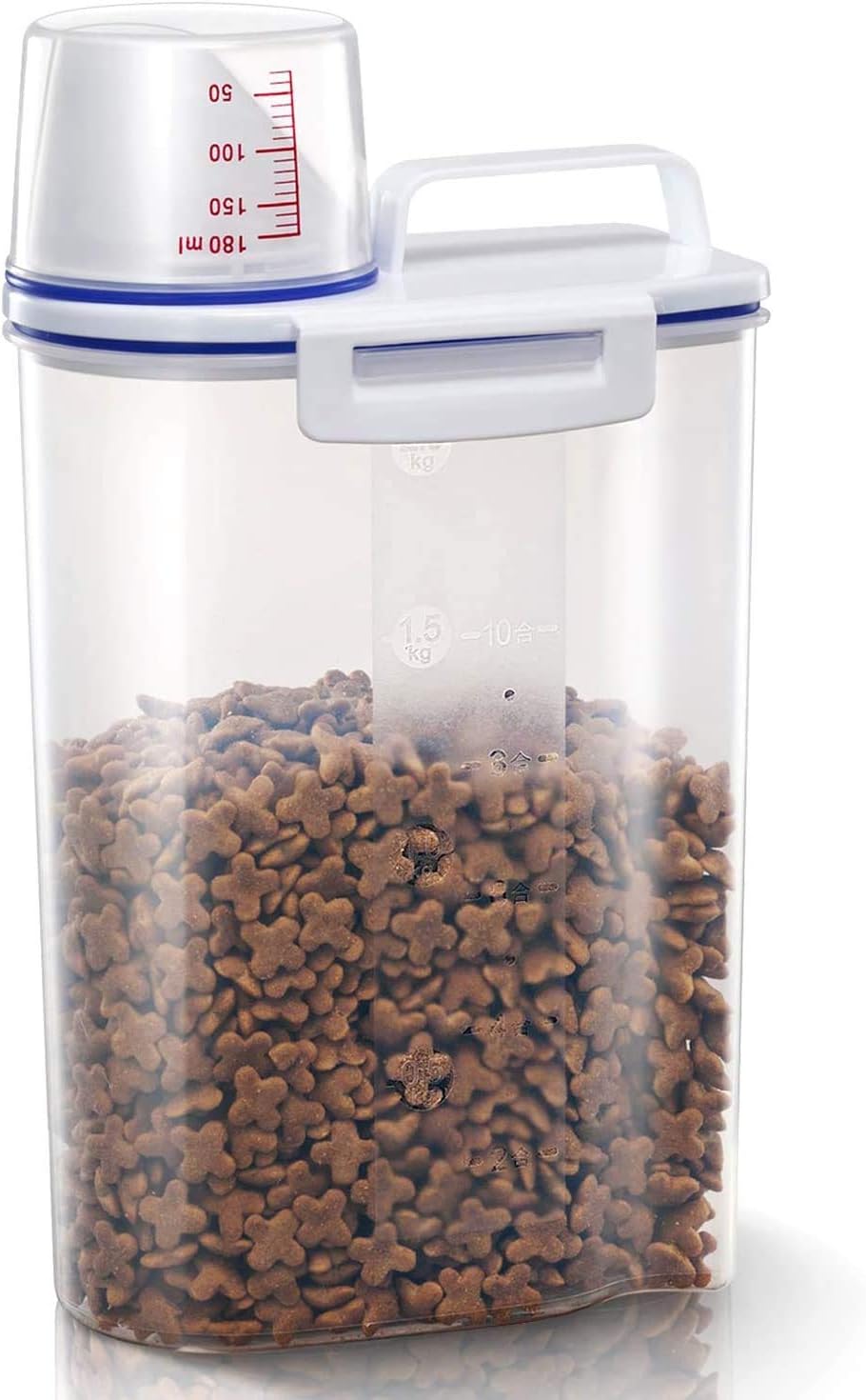 TBMax 2L5L Pet Food Storage Container for DogsCats - Portable Dog Food Container for Dry Food, Small BPA-free Plastic Cat Food Storage Container with Lid and Measuring Cup, Pour Spout2Liter