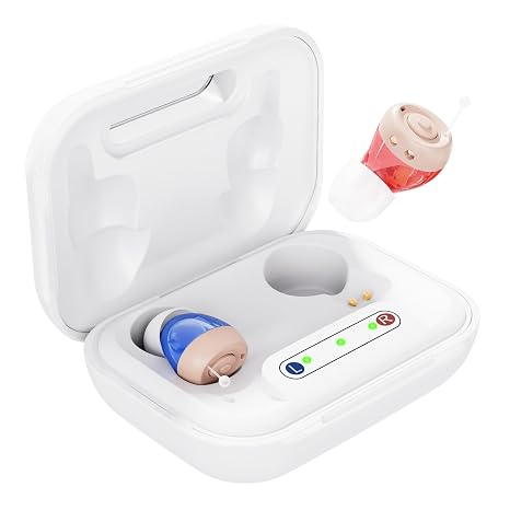 Hearing Aids Rechargeable Hearing Aids for Seniors, Up to 48 Hours of Battery Life, Clear Sound, Easy Volume Control, Automatic On/Off