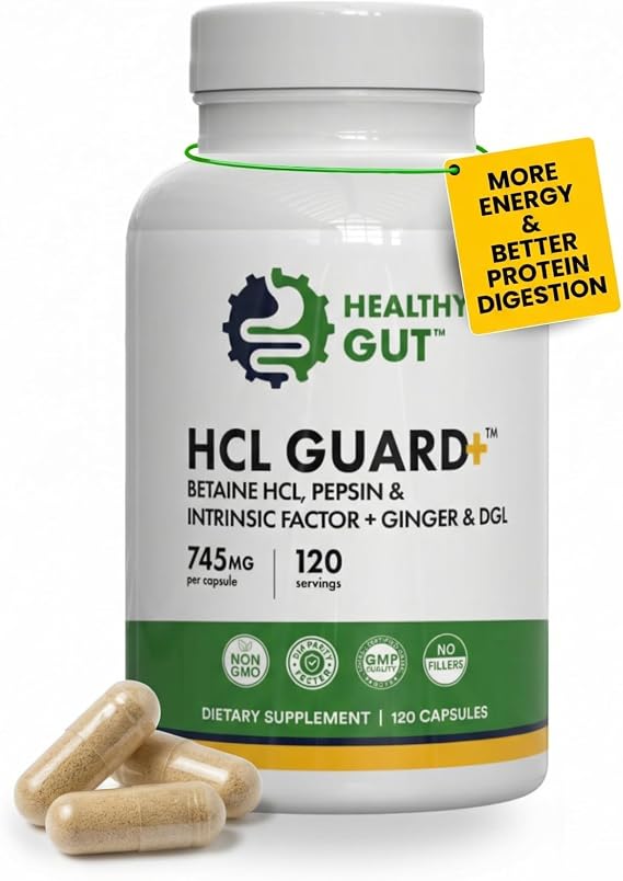 Healthy Gut HCL Guard | Protein Digestion & Gut Support | 120 Servings