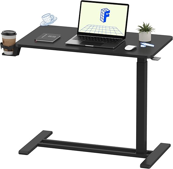 FLEXISPOT H7 32" Pneumatic Height-Adjustable Overbed Table with Wheels