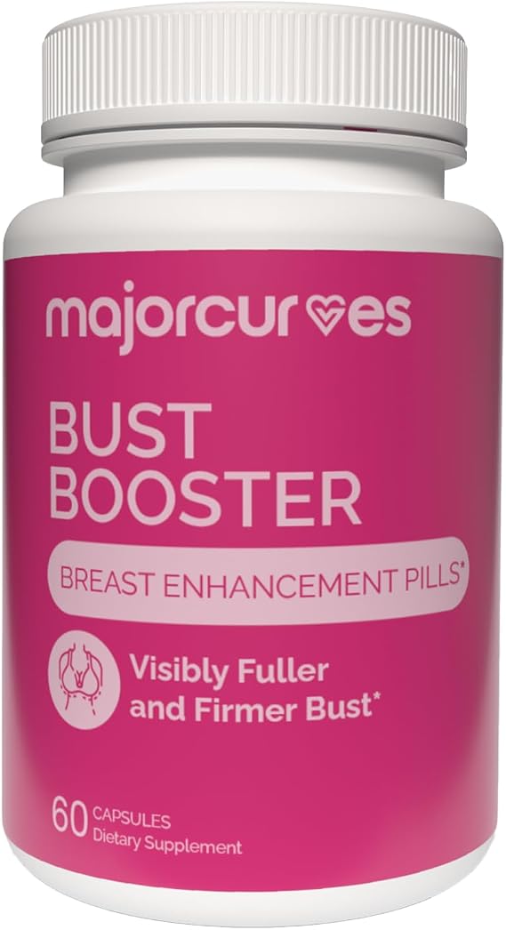 Major Curves Bust Booster Breast Enhancement Pills Natural Supplement for Breast Growth, Firmness, Fuller Shape, Curvier Bust, Rounder Cleavage, Volume Boost Made in USA