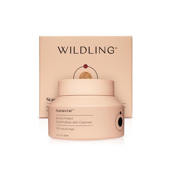 Wildling Starnectar Jelly Cleanser Daily Hydrating Makeup Remover Face Wash Gently Cleanse, Remove Makeup, Brighten, Soften, Repair Skin Barrier Alcohol Free, 100% Natural, Vegan, Cruelty-Free