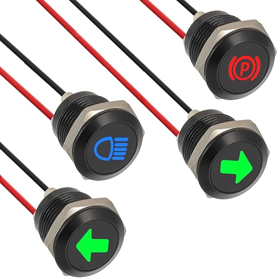 4 Pack 12mm Waterproof LED Indicator Light Small