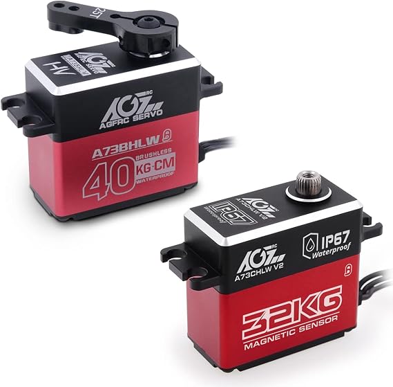 AGFRC 32KG A73CHLW V2 Coreless Waterproof Servo and A73BHLW 40KG Brushless Waterproof Programmable Steering Servo