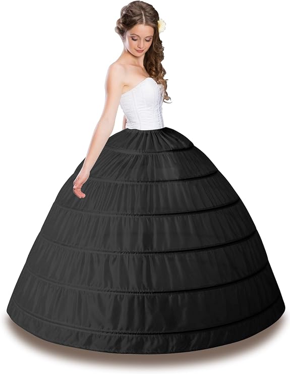 Women’s Petticoat 6 hoop Skirt Crinoline Underskirt Full Floor Length Petticoat Slips for Wedding Dress Ball Gown