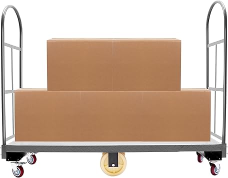 JAYGOVAN Heavy Duty U-Boat Platform Truck Dolly, 15.764.6In Utility Cart with Thick Steel Deck 2000Lbs Narrow Aisle U-Boat Platform Cart with 4 Universal Wheels for Grocery Laundry Stall Storage
