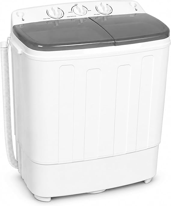 Pataku Portable Washing Machine, 17.6 Lbs Compact Mini Washer and Dryer Combo,Twin Tub Laundry Washer with Spin Cycle, Soaking Function Ideal for Apartment, Dorms, RVs Camping, Grey