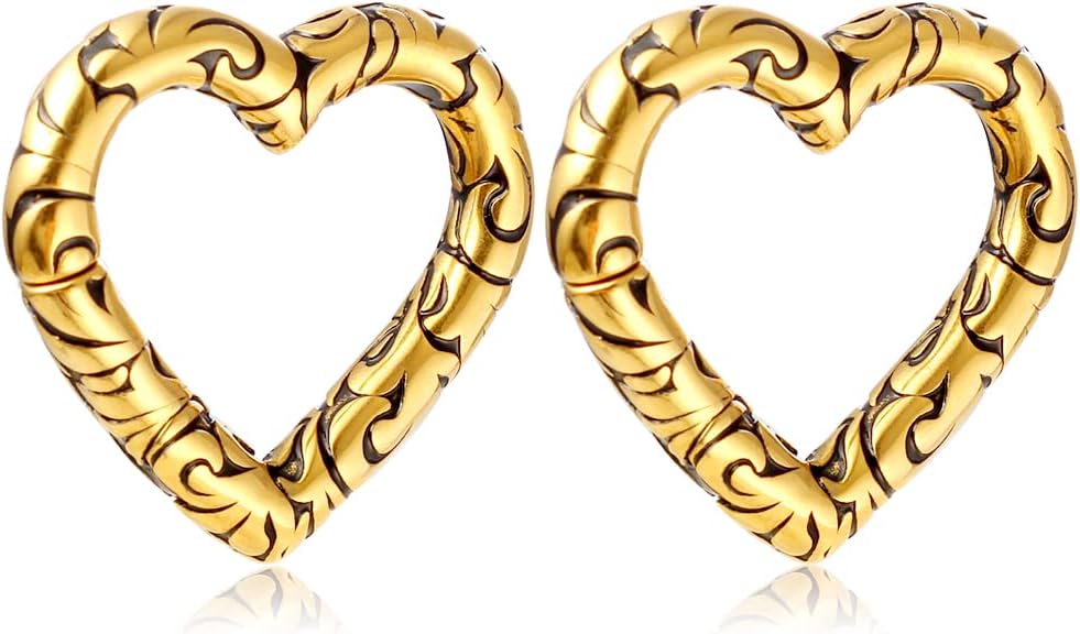 2Pcs Heart Ear Hanger Weights Piercing Ear Plugs Tunnels