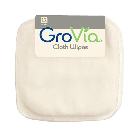 GroVia Reusable Cloth Diapering Wipes | White | 12 Count