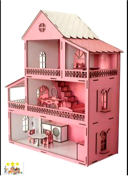 Eğitici Oyuncaklar Ahşap Oyun Evi 15 Adet Mobilyalı Ahşap Dekoratif Maket Ev