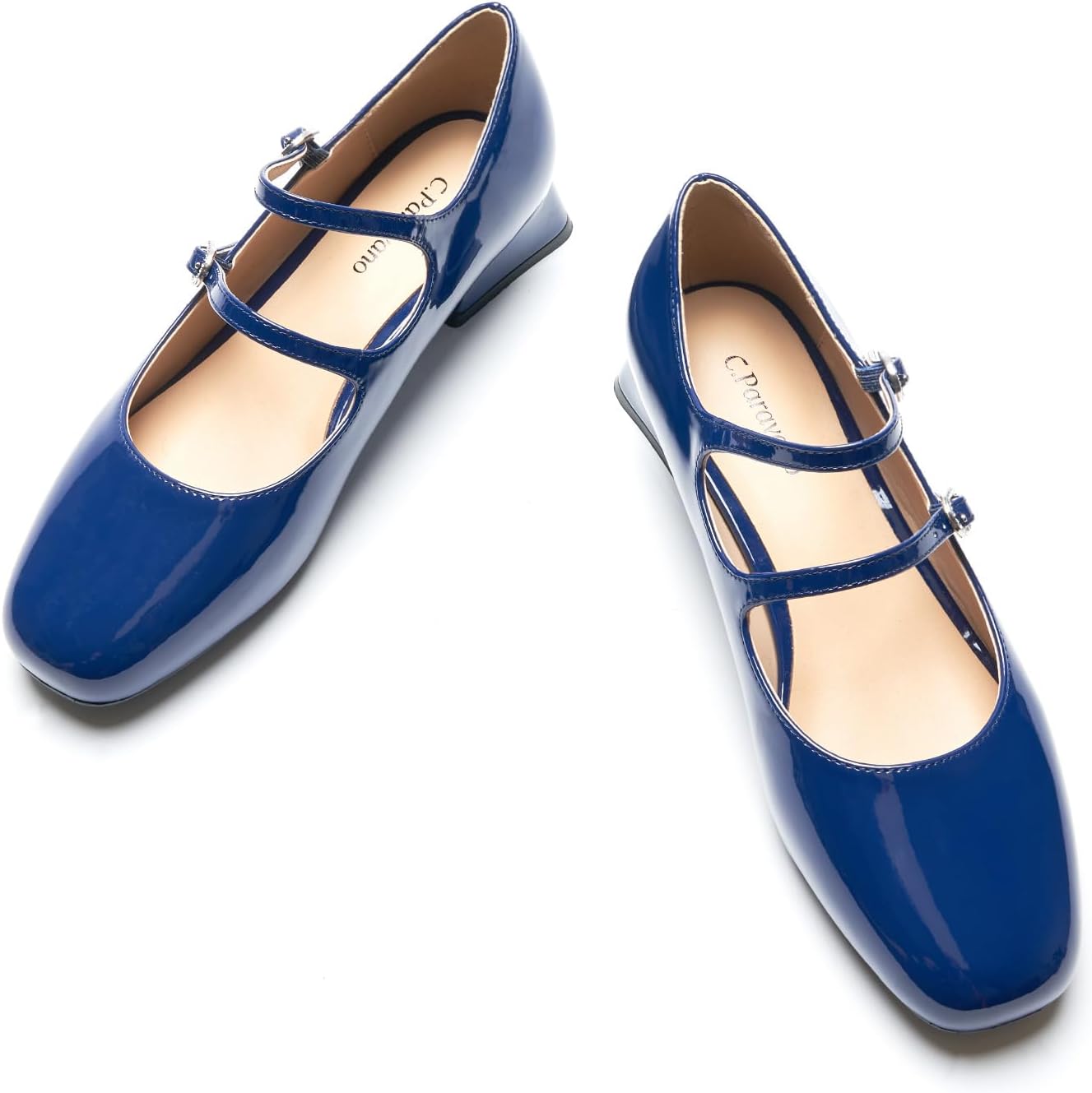 C.Paravano Womens Pumps | Mary Jane Shoes | Square Toe Low Heels | Block Heels