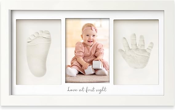 Baby Handprint and Footprint Set - Plaster Cast Hand and Foot for Newborns - Handprint Picture Frame - Footprint - Shower Imprint Set (Alpine White)