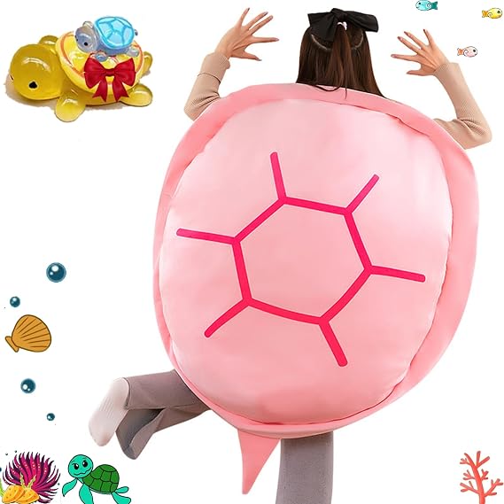 Wearable Turtle Shell Pillow, with 5 Mini Turtle Blind Box, Giant Wearable Turtle Shell Pillow, Adult Wearable Turtle Shell Pillow, Giant Wearable Turtle Pillow (Pink, 130cm/51.2")
