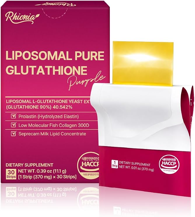 Liposomal Pure Glutathione Film Strips 370mg X 30 / 150mg Glutathione Supplement, 90% Purity, Melt-in-Mouth Format