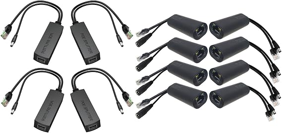 4-Pack PoE Splitter 12V 1.2A and 4-Pair Gigabit Passive PoE Adapter Kit Bundle