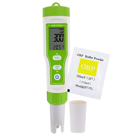 2 in 1 ORP & Temperature Meter, Digital ORP Meter with ORP Buffer Powder/Automatic Calibration Function, Portable ORP Tester for Water Quality Measurement