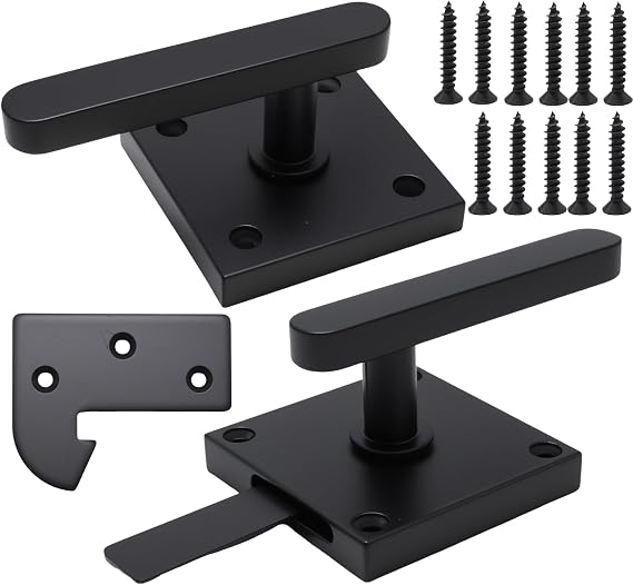 Heavy Duty Double-Sided Gate Latch, Black Aluminum Latch for Wooden and Metal Gates, Ideal for Garden, Fence, and Pool Applications