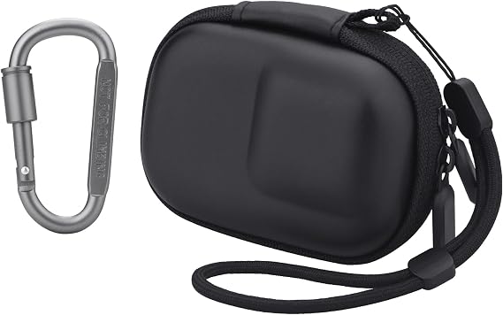 Carrying Case for DJI Osmo Action 5 Pro/6/4/3, Small Storage Bag for GoPro, PU Hard Travel Protector Case for Insta360 Ace/Ace Pro/2 with Wrist Strap & Carabiner Protective Accessories(Black)
