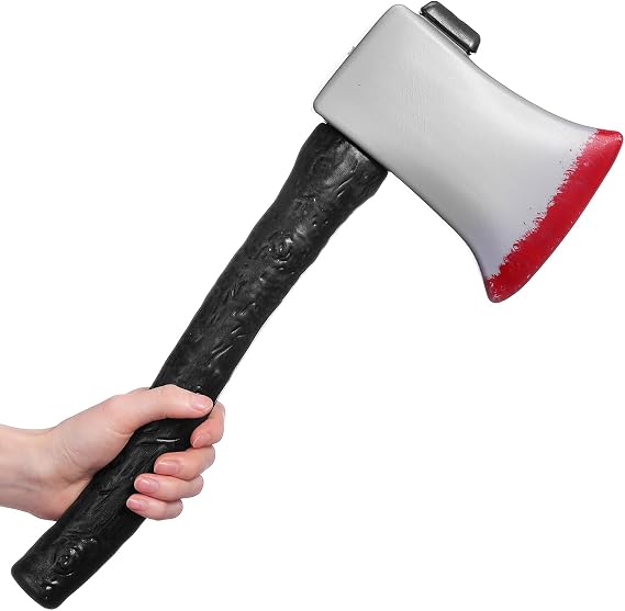 Vicenpal Halloween Costume Axe Plastic Fake Axe Prop, Brown, Red
