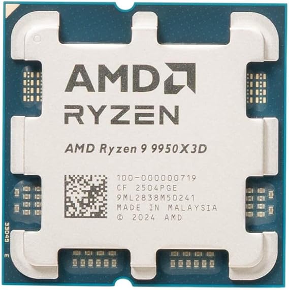 AMD Ryzen 9 9950X3D Desktop Processor: 16 Cores, 32 Threads, 4.3GHz Base, 5.7GHz Boost, 128MB L3 Cache, 3D V-Cache, 170W TDP, Zen5, AM5 Socket. Gaming and Creation CPU. OEM Bulk (Tray) Packaging.