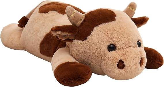 YESGIRL 25.6 inch 5 lbs Cow Weighted Stuffed Animals, Plush Toy Pillow Gift
