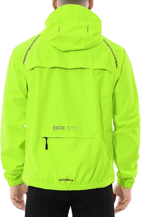 baleaf Men's Rain Jacket Waterproof Hood Lightweight Reflective Packable