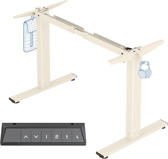 FLEXISPOT Height Adjustable Electric Standing Desk Frame Ergonomic Sit-stand Workstation with Memory Smart Panel EN1(2 Stage | Mousse White)