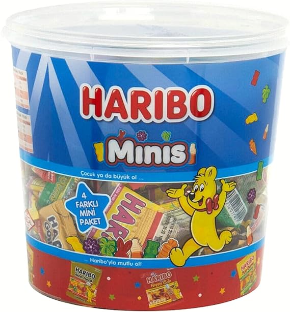 Haribo Minis – Halal Certified Mini Jelly Sweets – 10g x 100 Packs (Total 1kg) – Individually Wrapped Treats for Parties, Events, Kids’ Bags & Giveaways