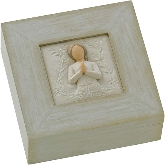Willow Tree a tree, a prayer Memory Box, May you find strength, beauty and peace each day, Sculpted Angel, Message of Love & Friendship For Jewelry, Keys, Notes, Change, Rosary, Sculpted Memory Box