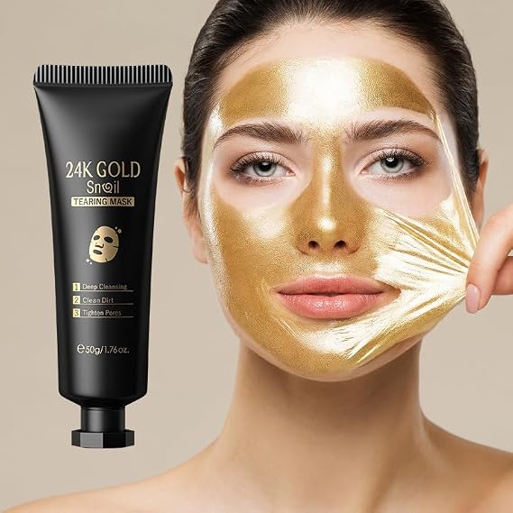 1PC 24K Gold Snail Peel Off Mask, Deep Cleansing Tightening Purifying Oil Control Deep Cleansing Peel Off Mask, 150g/1.76 FL Oz