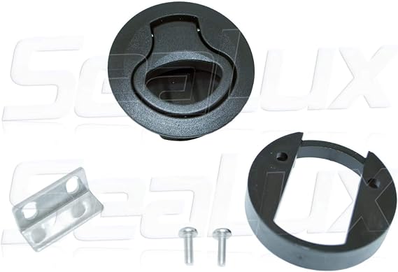 SeaLux 2-3/8" Plastic Black Hatch Flush Pull Slam Latch for Marine Boat and RV