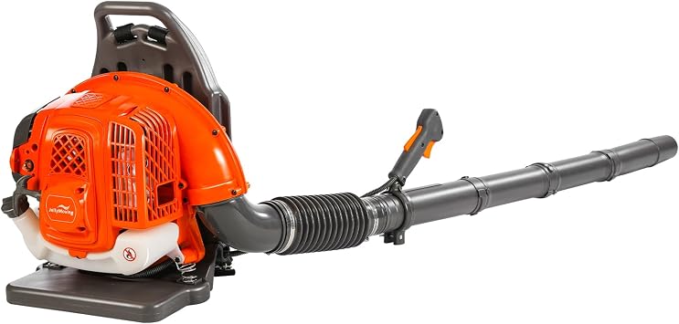 Backpack Leaf Blower Gas Powered - 65CC 2-Stroke Engine, 850 CFM 205 MPH Commercial Grade Yard Blower for Heavy Duty Lawn Care, Wet Leaf & Debris Removal - Lightweight 17.5 LB (Orange)