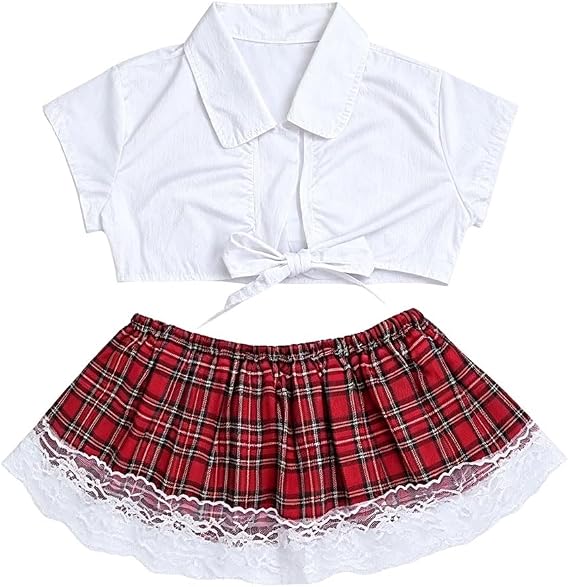 Acxico 1Set Sexy Lingerie Set School Girl Student Adult Cosplay Fancy Dress Uniform Costume