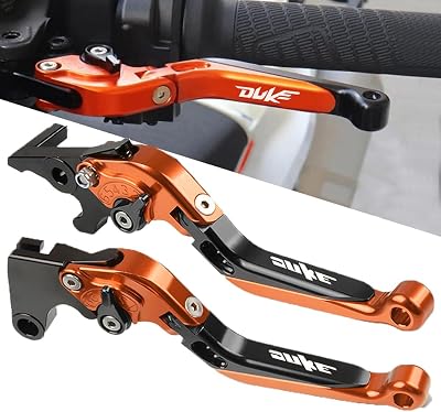 Duke 125 390 Brake Clutch Levers Set Foldable Extendable CNC Aluminium for Duke 125 390 200 250 2011-2015 2017 2018 2019 2020 OrangeBlack