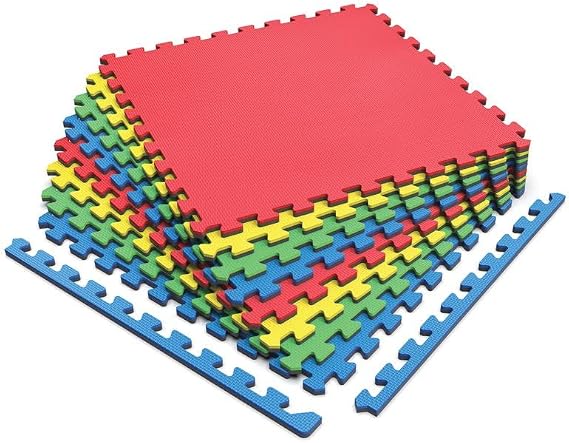 Norsk Reversible EVA Foam Play Mats, Multicolor, 16-Pack