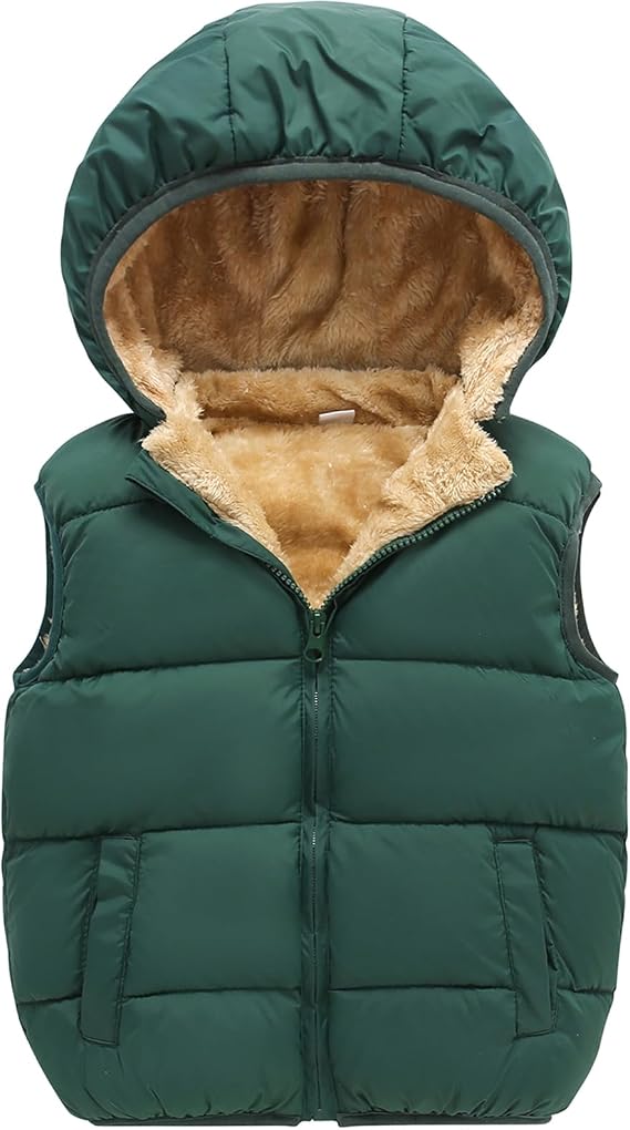 AMIYAN Toddler Winter Puffer Vest Boys Hooded Sleeveless Jacket Lightweight Warm Down Coat with Pocket for Kids 1-8 Years