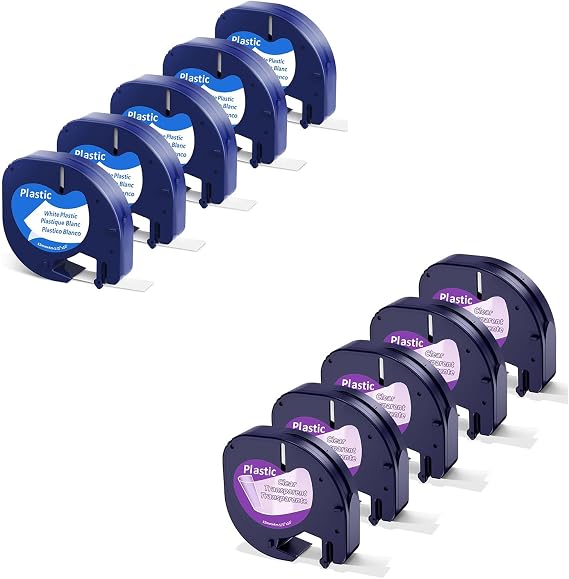 Replacement for DYMO LetraTag Refills 91331+16952 Plastic Label Tape 12mm x 4m(1/2" x 13ft) for Dymo Letra Tag Label Maker Refills LT-100H LT-100T 200B QX50
