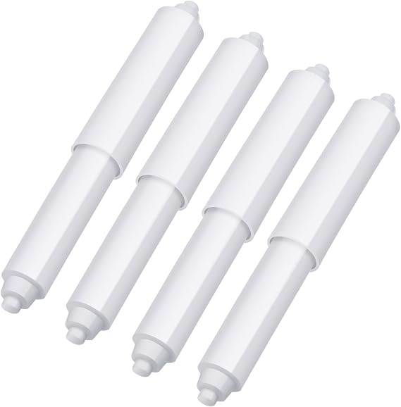 Shappy 4 Pcs Universal Toilet Paper Holder Replacement Rod,White | Spring Loaded Plastic Retractable Paper Replacement Rod Toilet Tissue Roll Holder Insert for Bathroom Home Host Accessories