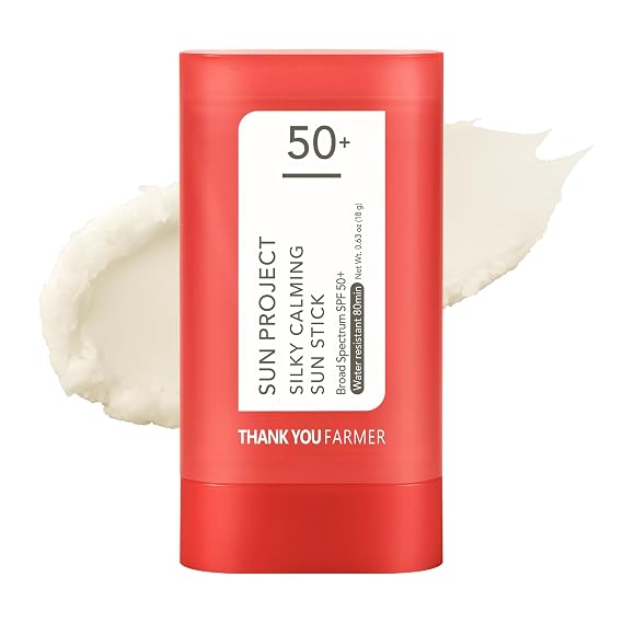THANKYOU FARMER Sun Project Silky Sun Stick, Broad Spectrum SPF 50+ OTC, Water Resistant 80 Min, 0.63oz