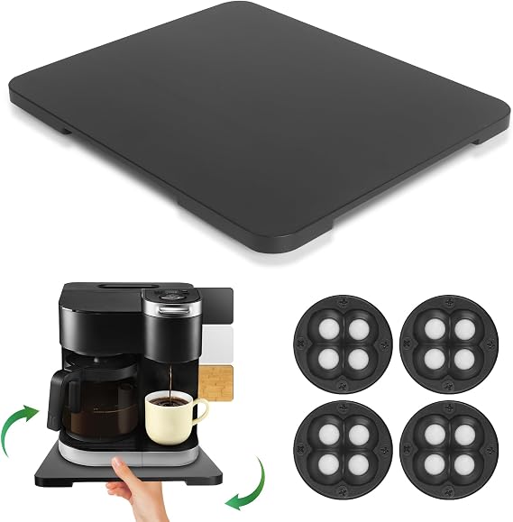360Rolling Tray Bamboo Kitchen Appliance Slider for Coffee Maker Pot