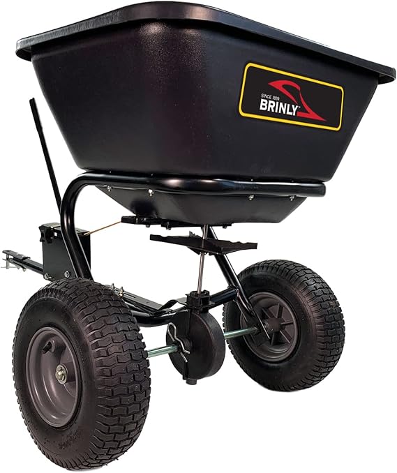 Brinly BS26BH-A Tow Behind Broadcast Spreader with Universal Hitch, 125 lb. - Flat Black