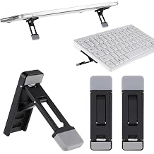 2 Pcs Portable Keyboard Riser, Three Tilt Angle Adjustable Foldable Invisible Laptop Riser, Zinc Alloy Mini Laptop Stand, Self-Adhesive Computer Keyboard Stand for Most Keyboards (Black)