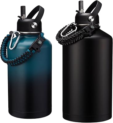 2 Pack 64128oz Insulated Water Bottle Black & Indigo Bundle
