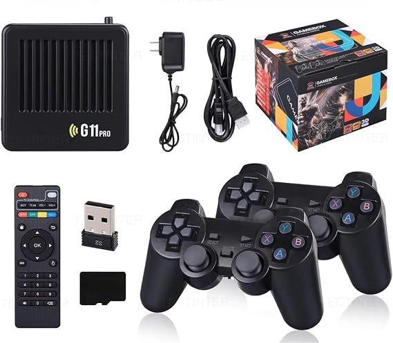 G11 Pro Game Box 4K HD TV Game Stick Video Game Console Built in Retro Games Portable Game Player Wireless Gamepad (128G 40000+Games)