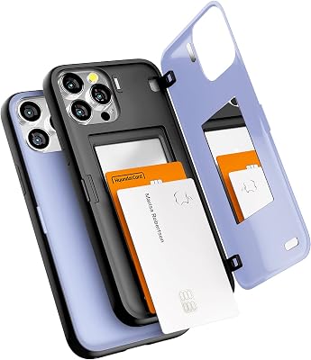 GOOSPERY Magnetic Door Bumper Compatible with iPhone 13 Pro Max Case, Card Holder Wallet Easy Magnet Auto Closing Protective Dual Layer Sturdy Phone Back Cover - Purple