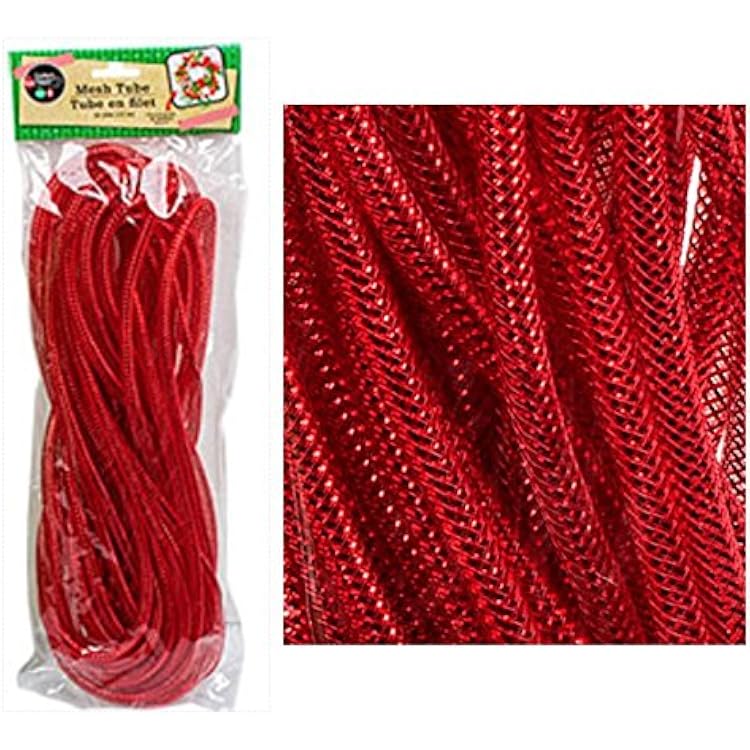 aDecorative Mesh Tubing Red 12 Yards for Wreaths, Centerpieces, Displays, Table Drapes and Glittery Accents